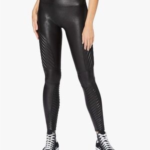 Black Faux Leather moto spanxs